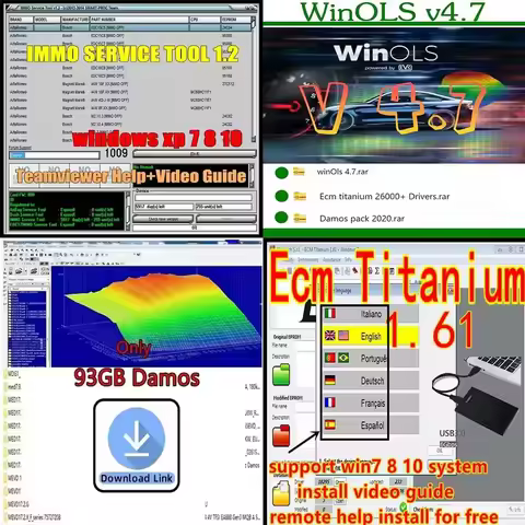 Winols 4.7 Full Activated immo tool Windows 7 10 11 No Need Vmware Multi-language + Damos +ECM TITAN