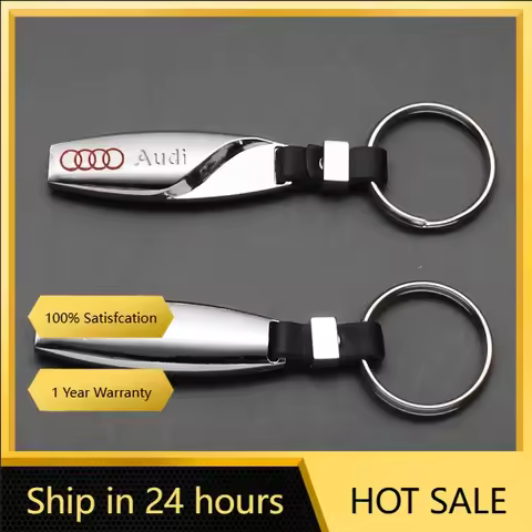 2025 Hot Car Leather 3D Metal Styling Keychain Badge Keyring Chain Rings Accessories Audi A3 A4 A6 A