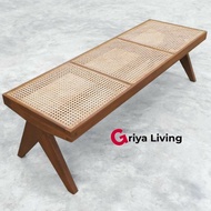 Teak Rattan Bench Chair