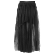 Women Tulle Skirt Elastic High Waist Solid Color Party Skirt Front Short Back Long Lightweight Tulle