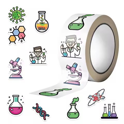 500PCS Waterproof Vinyl Chemistry Biology Experiment Decals Natural Sciences Roll Stickers for Labor