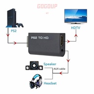 GOGUVO Converter, PS2 to HDMI HD Cable Adapter, Plug and Play 3.5mm Audio Output Game to HDMI 480i/4