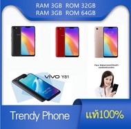 พร้อมส่งโทรศัพท์มือถือ Vivo รุ่นY81 จอ 6.22นิ้ว Ram3GB Rom32GB/Ram6GB Rom128GB เครื่องแท้ 100% รับประกันร้าน แถมฟรี เคสใส