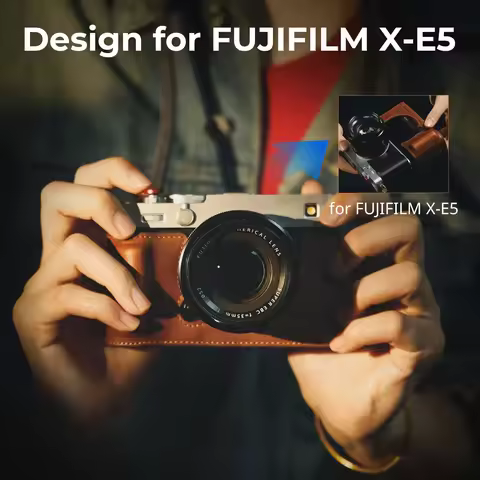 SmallRig X-E5 Half Case Camera Leather Case Kit for FUJIFILM X-E5 with Leather Shoulder Strap Retro 