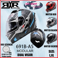 RXR MODULAR Design Motorcycle HELMET 691B-A5 DUAL VISOR WITH ICC (BPS) LARGE XL FULL FACE Motor Helm
