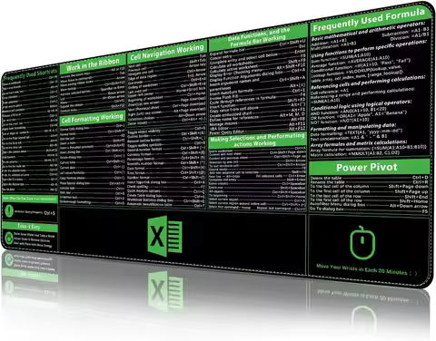 Excel Cheat Sheet Desk Pad, XXL Mouse Pads for Desk，Upgraded Pro Version, Excel Shortcuts Non-Slip B