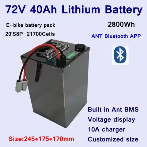 E-bike Batterie Lithium ion 72V, 40Ah avec BMS Bluetooth, for E-bike Scooter, Moto, avec Charger 84V