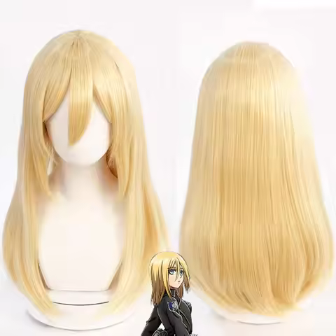 Women Anime Historia Reiss Cosplay Gold Yellow Heat Resistant Synthetic Hair Wig