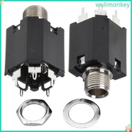 WU 1PC 2PCS 5PCS 6 35MM  Microphone Female Socket 50V 0 5A（VA）Audio Jack 5-pin In-line Vertical Micr