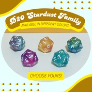 1 pc. 16mm D20 Stardust Family Dice - for RPG, Board Games, Collectibles