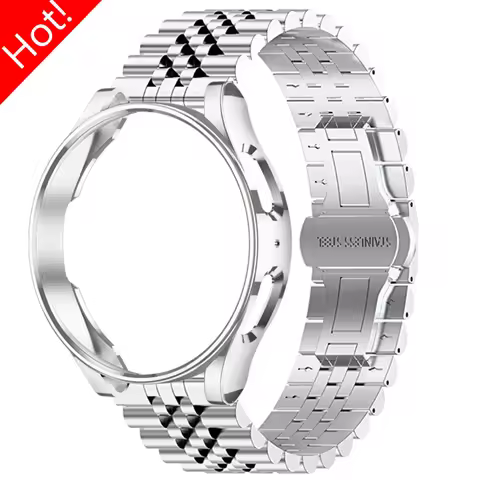 Strap+Case for Samsung Galaxy Watch 4 5Pro 6 44mm 40mm 45mm Stainless Steel Bracelet TPU Cover Case 