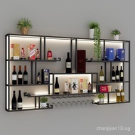 [READY STOCK]Wine Rack Iron Wine Cabinet Shelf Wall-Mounted Bar Counter Display Stand Display Cabinet Light Luxury Wall-Mounted Wine Rack Customization