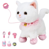 Interactive Electronic Plush Toy Walking and Barking Robot Cat Plush Cat Remote Control Kitten for G