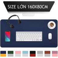 [ 160x80cm ] - DESKPAD – THICK LARGE SIZE PU LEATHER TABLE MAT, KIDNEY SEWING, SMOOTH KEYBOARD MOUSE