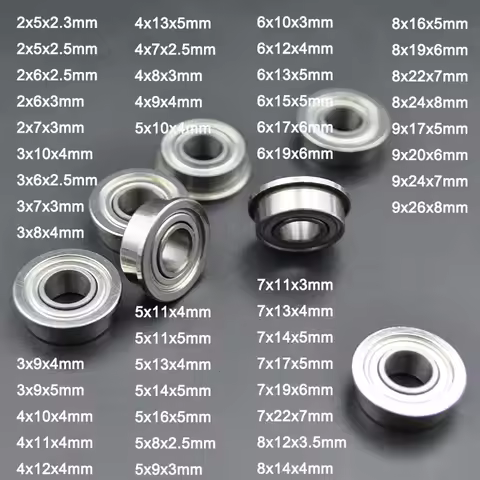 10pcs Flanged Bearings Bore 2mm 3mm 4mm 5mm 6mm 7mm 8mm 9mm 10mm F625 F605 F608 MF105 MF115 F695 ZZ 
