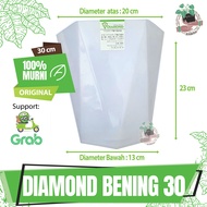 Pot Bunga Diamond Tabitha Bening 30 cm Pot Tanaman Hias Minimalis Polos Pot Bunga Tanaman Tinggi Can