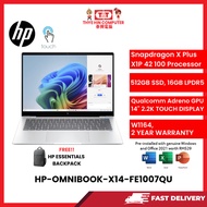 HP-OMNIBOOK-x14-fe1007QU-SVR-QCSNAPDRAGONXPLUS,16GBR5(OB),512GBSSD,QUALCOMM,14" TOUCH,W11H,H&S,2YRS