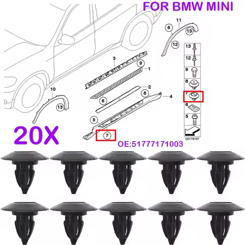 20Pc Car Door Side Sill Skirt Trim Rocker Molding Clip For BMW X5 X6 E46 F15 F85 E71 E72 F16 Mini Co