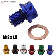 Wishlistforyou M12 x 1.5 Magnetic Oil Drain Plug Bolt Screw Washer Gasket For Yamaha YZF-R3 YZF-R25 