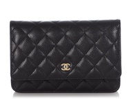 Chanel Black Quilted Caviar WOC Wallet on Chain Gold Hardware