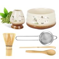 YTCYKJ Matcha Set 6 pieces - Japanese Tea Set with Whisk - Authentic Matcha Kit - Matcha Frother Set