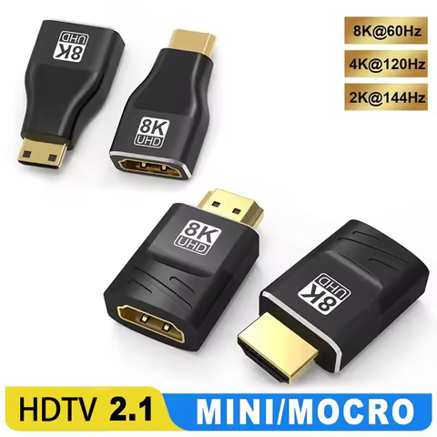 HDMI-compatible Adapter Mini/Micro HDMI To HDMI 8K 60Hz 4K 120Hz/144Hz HDMI Male To Female Converter