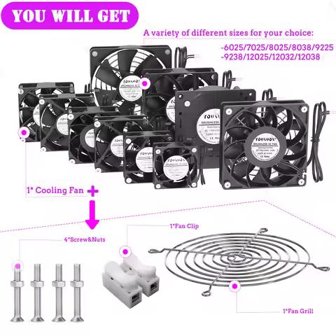 1PCS EC Brushless Fan 6025/8025/9225/12025/12038/12032 AC 110V 115V 120V 220V 240V Cooling Cooler Fa