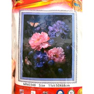 Cross-stitch painting of peony landscape mn0348 (50x68)cm - not yet embroidered Handmade **