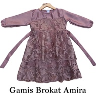 Gamis Brokat AMIRA | Bahan Brokat Tile Mutiara Premium Kombinasi Velvet