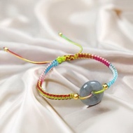 【願‧平安】飄烏雞翡翠平安扣編織手鍊| 天然緬甸翡翠A貨| 送禮