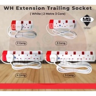 Extension Trailing Socket 2Meter 3Core Wire(SIRIM)(White) || Extension Wire Socket