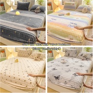 Warm Bubble Velvet Cadar Tebal Soft Fluffy Bedsheet Cute Cartoon Fitted Bedsheet Skin-Friendly Milk 