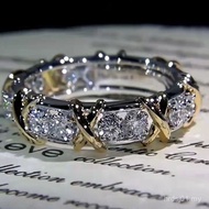 New Luxury Cross XO Diamond Ring Female Trendy Fashion High-value Couple Wedding Gold Inlaid Zircon 