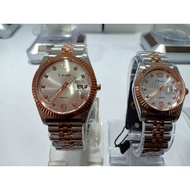 ORIGINAL CAESAR COUPLE SET SAPPHIRE GLASSES STAINLESS STEEL CHAIN ANALOGUE WATCH