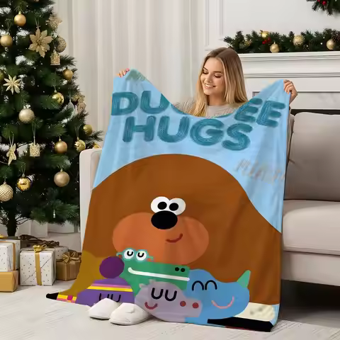 Animation H-Hey Duggee Throw Flannel Blanket Perfect for Sofa Office Bed Travel Sleep Read Relax Cam