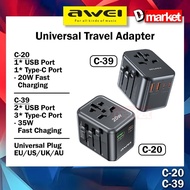 Awei C-39 Universal Travel Adapter 35W Fast Charging Awei C-20 20W Universal Plug Travel Charger Awe