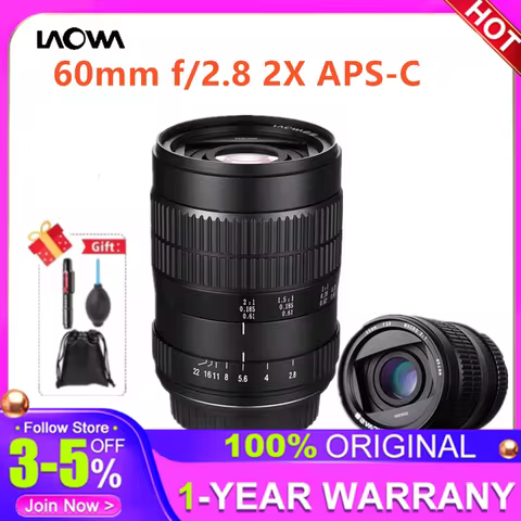 Venus Optics Laowa 60mm f/2.8 2X APS-C Format Manual Ultra-Macro Lens for Non F Canon EF Pentax K So