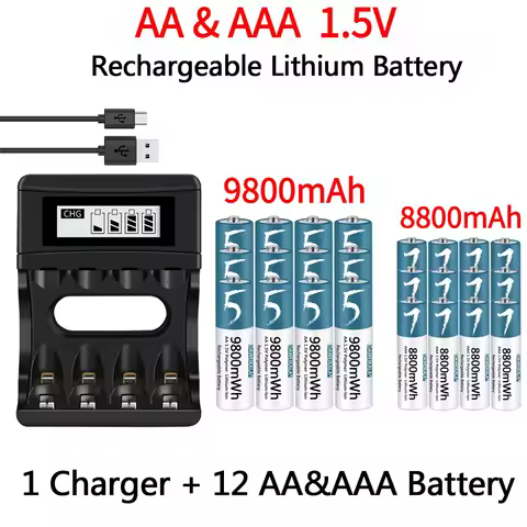 2025 100% Original AA/AAA Battery 1.5V Rechargeable Polymer Lithium-ion Battery 1.5V AA/AAA Battery 