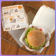 100Pcs Burger Packaging Greaseproof Fast Food Fries Burger Box Disposable Burger Take Out Box tourto