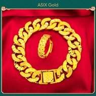 ASIXGOLD Men's Gold Jewelry Set Korea Gold 916 Ring Gold Boss Hand Chain for Men