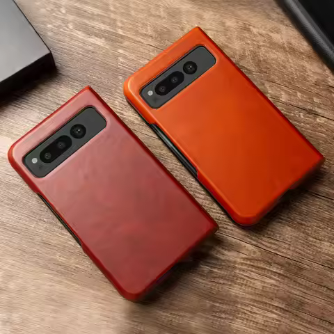 For Google Pixel Fold Case Luxury Oil Wax Genuine Leather Cover Pixel Fold Capa Protective Etui Back