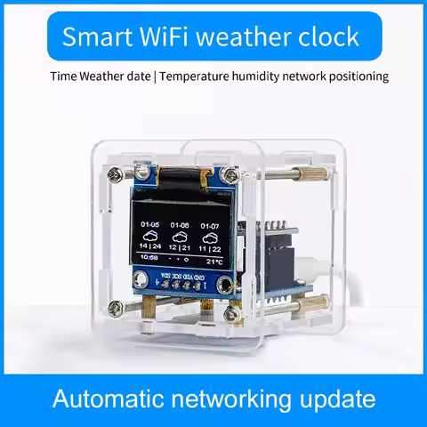 5V ESP8266 Mini Electronic Clock DIY Kit 0.96 inch OLED Display Supports 2.4G WiFi Networking with C