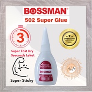 ALife BOSSMAN 502 Super Glue 3 Seconds Fast Glue Easy Glue Gam Kuat Melekat Strong Heavy Duty Elepha