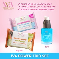Iva Essentials Trio Set Niacinamide Soap + Kojic Soap + Niacinamide Serum
