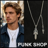 Necklace 925 Silver Sword Style Tassel Double Pendant Necklace 0441