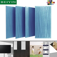 BEIYIN 6 PCS Self-Adhesive Acoustic Panel with Wavy Grooves -600x300x9mm Sound Absorbing Wall & Door