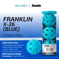 Franklin X-26 Blue Pickleball Ball 3 Pack | Franklin Sports X 26 Pickleball biru of 3