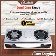 CASA Double Burner Gas Cooker Gas Stove 8Jet And Infrared Stove Gas Dapur Gas Stainless Steel Stove 