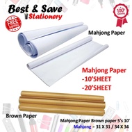 BEST SAVE White Mahjong Paper 31 X 31 / 34 X 34 / Brown paper 5's 10' School & Office and Home