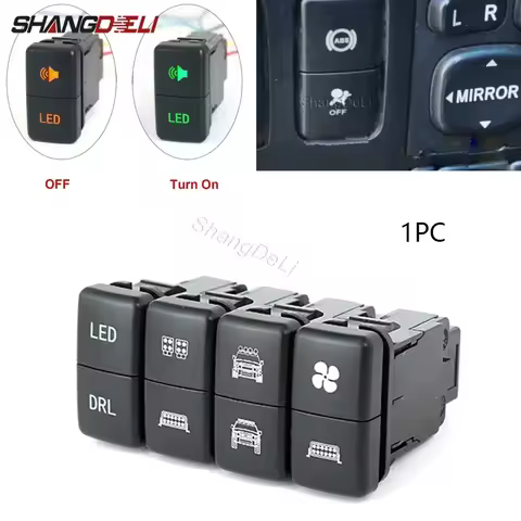 1PC Dual Switch BSM LED DRL Power Switch Front Fog Lamp Spotlight Radar Switch Button For FJ Land Cr